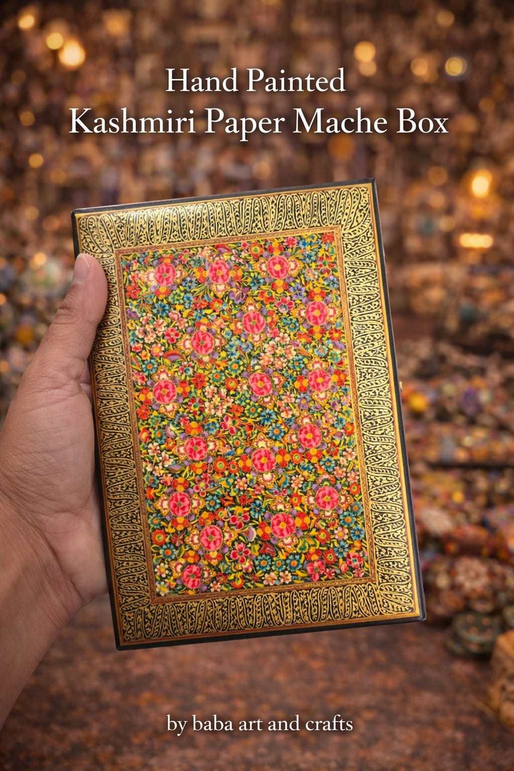 Kashmiri Paper Mache box,Antique Paper Mache Box,hand painted Vintage Box,paper mache box,paper mache jewellery box,handmade paper mache box